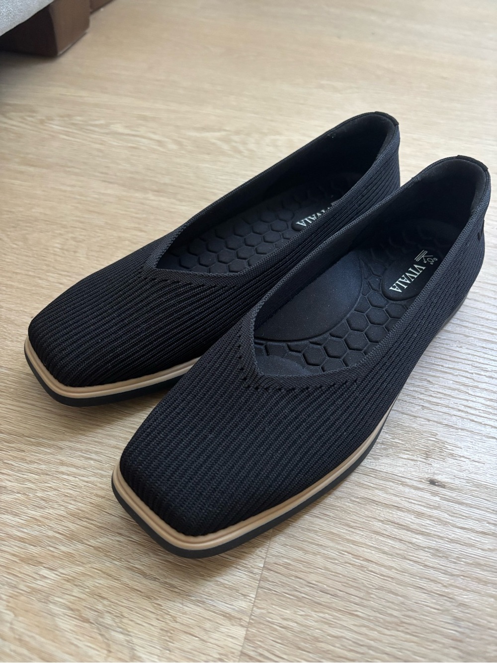 Vivaia Black Knit Slide Flats - Lightweight Comfort